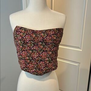 Zara Floral Strapless Corsett Top